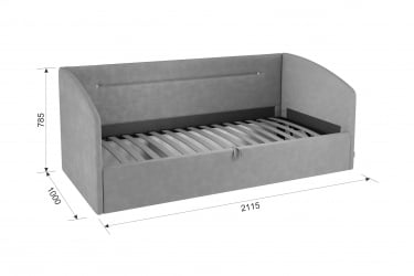 Односпальная кровать с подъемным механизмом Альба (Софа) КМ.S-16 медовый (велюр)