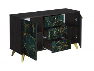 Комод Фьюжн КМ-003 АРТ Угольный камень/TROPICAL