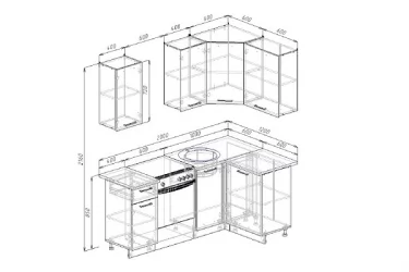 Угловая кухня Пайн 2000х1200