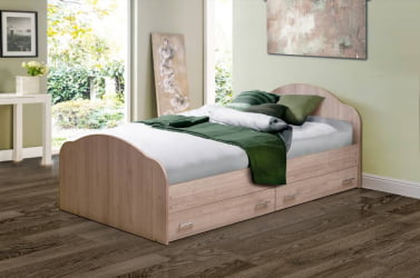 Кровать с ящиками на уголках №1 ЛДСП 1400*2000 Дуб молочный