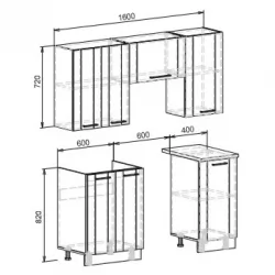 Кухонный гарнитур Диана 4-У фасад Лофт Дуб крафт серый/Дуб крафт белый