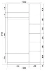 Шкаф купе 2-ух дверный Хит-24-14-77 Орхидея Ясень шимо светлый