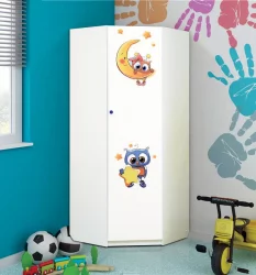 Угловой шкаф угловой с фотопечатью Совята 2.1 Белый