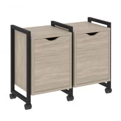 Тумба на колесных опорах наборная. Вариант №2 LOFT VR.L-TN-2.K Металл черный Дуб Аттик