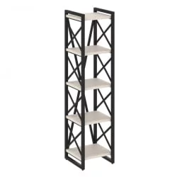 Стеллаж на регулируемых опорах - 5 полок ЛОФТ ВР.Л-МСТ.О-5.4 Металл черный Денвер светлый / LOFT VR.L-MST.O-5.4