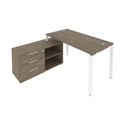 Рабочая станция на П-образном м/к с опорной тумбой левая Метал Сйстем Б.РС-СТС-2.3 Л Вяз/Белый / Metal System