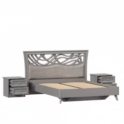 Кровать двуспальная 1600 с тумбами Джулия Оникс серый