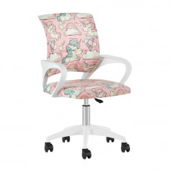 Кресло детское ТопЧаирс Симпле СН ДЖуниор принт Уникорнс пластик белый / TopChairs Simple SN Junior Unicorns