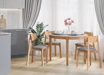 Стул с мягким сиденьем Вега Rosy Grey жаккард Эмаль белая