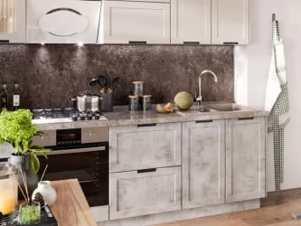Кухонный гарнитур Джамис №2 Белый кашмир Белый камень