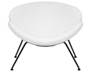 Кресло дизайнерское DOBRIN EMILY (белый (букле) ткань, черное основание) 2 шт