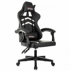 Кресло компьютерное BRABIX Shooter GM-123, 2 подушки, экокожа, черное/белое