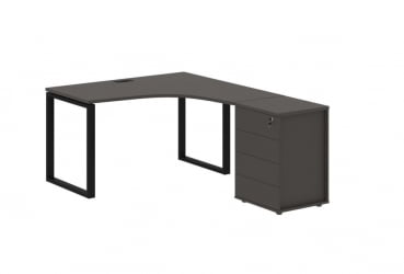 Стол эргономичный с тумбой правый EDIS EQCET 1318 R Мокко Черный