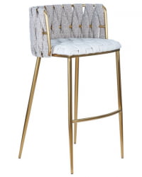 Стул барный ДОБРИН ЕММА ГОЛД (белый ПУ (Т-01), белая ткань (Ф-49)) 4 шт / DOBRIN EMMA GOLD PU (T-01), (F-49))