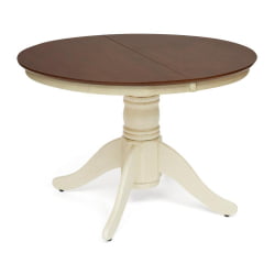 Стол деревянный Cairo / Каир (CT4260) дерево гевея, 100(133)х100х75см, Античный белый/Темный Дуб