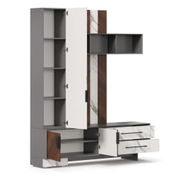 Тумба ТВ комбинированная Вилена ЛД 138.130.000 Оникс Серый/Орех/Монте белый