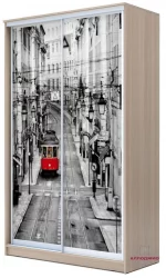 Шкаф-купе с фотопечатью Хит-23-14-77 Лондон Ясень шимо светлый