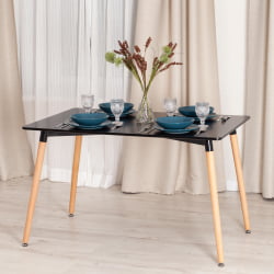 Обеденный стол JOHN (mod. T1001) МДФ/дерево, 80 х 120 х 75 см , Black (черный)/ Natural (натуральный)
