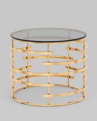 Круглый стол из стекла Инфлюэнс 60*60 стекло smoke сталь Золото