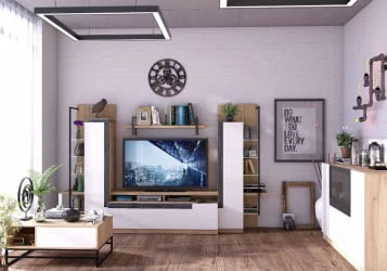 Гостиная Кёльн №2 Дуб Золотой/Белый