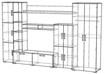 Классическая стенка в гостиную Атлантида 5 Венге Дуб молочный