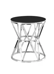 Журнальный стол ВИВА 50x50 Серебро (стекло черное)