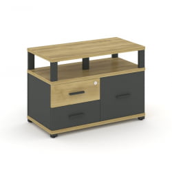 Тумба приставная сервисная с надставкой широкой CОНCЕПТ CН.ТСР-003 Б/В Дуб Винченцо Антрацит / CONCEPT CN.TSR-003 B/W