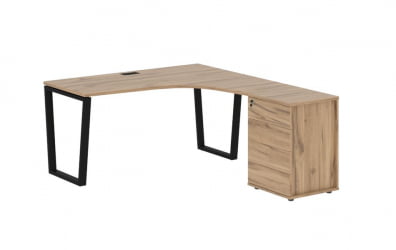 Стол эргономичный с тумбой правый EDIS EVCET 1518 R Дуб Денвер светлый Черный