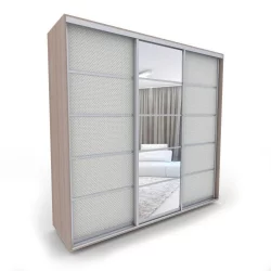 Трехстворчатый шкаф Акцент-Квадро КВ 1800х600 Шимо светлый/хром