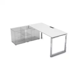 Стол рабочий, прямолинейный три опоры, левый GLOSS LINE НСТЛ-О.975 Белый Премиум