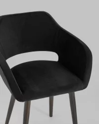 Стул с подлокотниками Саймон велюр Черный