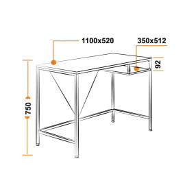 Письменный стол с полками WRX-11 стекло матовое, ножки серые