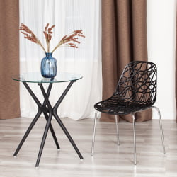 Круглый стол из стекла PARNAVAZ (mod. 29) пластик/стекло, 60 x 60 x 70,5 см, Black (черный) 05