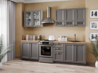 Шкаф кухонный 400 со стеклом Амели-3 ЛД 299.320.000.024 Белый Оникс серый