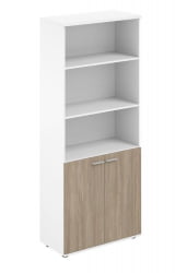 Шкаф высокий полуоткрытый Сигма СГ.851.ВХ.ОД Белый Дуб темный / Sigma SG.851.WH.OD