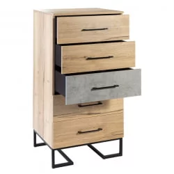 Комод Лофт с 5 ящиками Дуб натур-Бетон / Loft