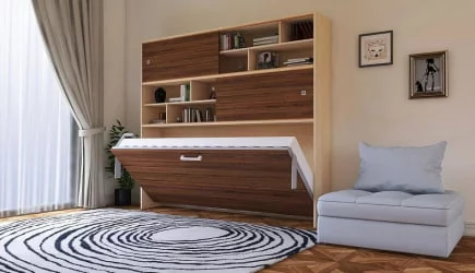 Кровать-трансформер Смарт 3 с полками Белая шагрень