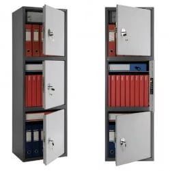 Шкаф бухгалтерский SL-150/3T Графит (RAL 7024) дверь - светло серая (RAL 7038)