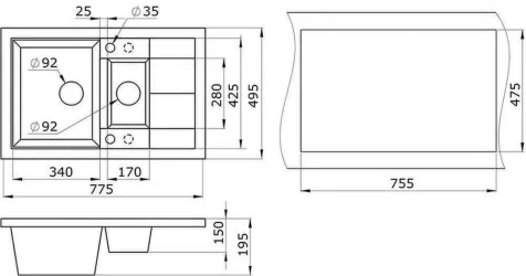 Кухонная мойка GRANULA 7802 Шварц