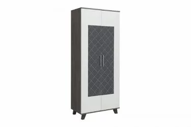 Двустворчатый шкаф Элена Лайт 2 Ясень Черный Бодега Белый