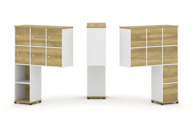 Надставка на стол высокая односторонняя + задняя стенка (8 шт.) + распашной фасад (6 шт.) CОНCЕПТ CН.ОНВ-008 Дуб Винченцо Белый бриллиант Черный металл / CONCEPT CN.ONV-008