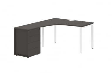 Стол эргономичный с тумбой левый EDIS EUCET 1318 L Мокко Белый