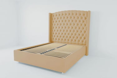 Мягкая интерьерная кровать "Берлин Люкс" с ортопедическими латами (металл) Материал фасада: Искусственная кожа; Спальное место: 1600х2000 мм; Цвет фасада: Бежевый; Цвет корпуса: Бежевый 