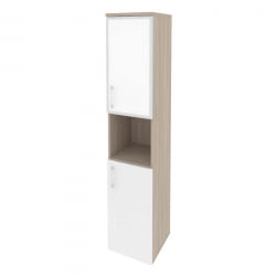 Шкаф высокий узкий правый ОНИКС О.СУ-1.4Р(Р) вхите Дуб Аттик/Белый / ONIX O.SU-1.4R(R) white