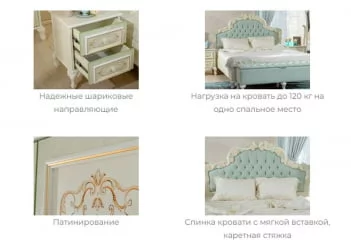 Комплект мебели для спальни Луиза №1 Алебастр Шампань