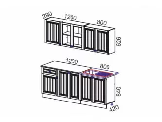 Кухонный гарнитур Белый/деним/Магнолия