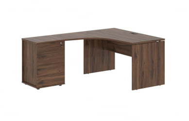 Стол эргономичный с тумбой левый EDIS EDCET 1518 L Дуб Денвер темный Мокко