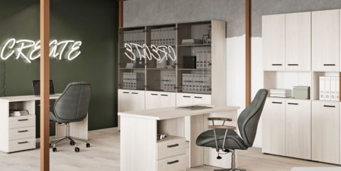 Комплект офисной мебели LEMO №7 Сосна Скандинавия Карамель нюд