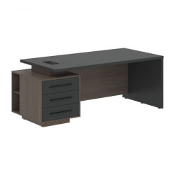 Стол руководителя левый VELION VCT 2090 L Яшма черный Дуб Сильвер