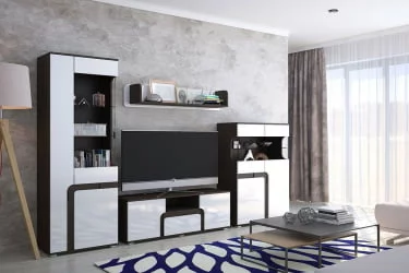 Гостиная Марсель со шкафом Венге Белый глянец